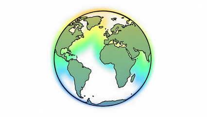 Vibrant global map illustration symbolizing interconnectedness and environmental harmony, representing a modern digital world and global communication
