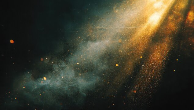 Dramatic abstract depicting a sunlit atmosphere with dust and textured ethereal clouds