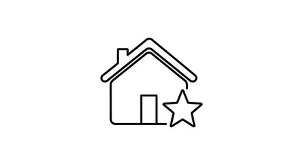 Obraz premium Simple line drawing of a house with a star clean and minimal design silhouette