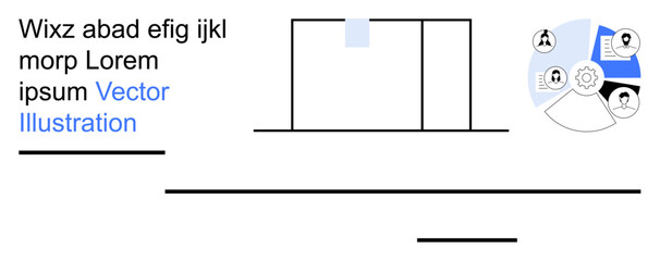 Data management, information presentation, analytics, workflow organization, digital marketing, modern design. Abstract chart with icons for people, gear and documents. Data management and analytics © robu_s
