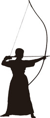 日本の古武道である弓道のシルエット