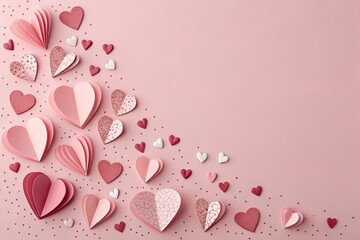 Beautiful Paper Hearts Composition for Valentine's Day