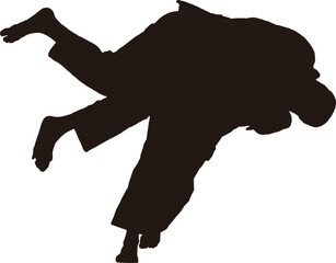 柔道の試合の様子のシルエット