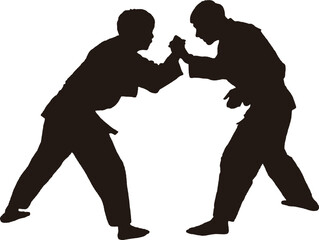 柔道の試合の様子のシルエット