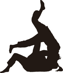 柔道の試合の様子のシルエット