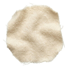 Round fluffy white wool swatch or sheepskin fragment © BTG