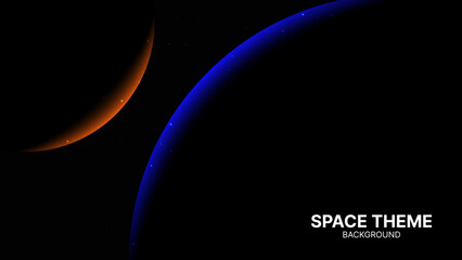 Space Theme Background Vector &ndash; Abstract Cosmic Planet Curves with Glowing Light, Dark Universe Sci-Fi Galaxy Background for Technology, Presentation, Wallpaper and Futuristic Design