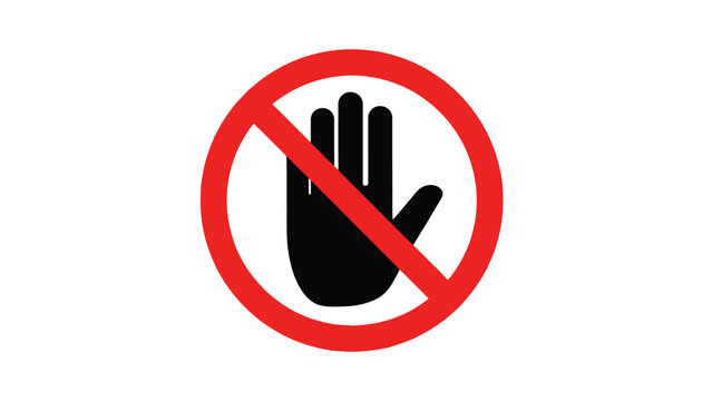 Stop hand prohibition sign icon, no entry restricted access warning symbol vector illustration 