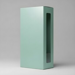 Tall Mint Green Cardboard Box Mockup Angled View for Cosmetic Packaging