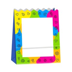 Colorful Confetti Frame Mockup Stand with Blank White Space for Photo