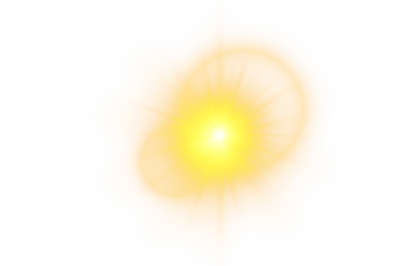 A soft yellow glowing ball with smooth gradient rays of light representing sunlight or a warm light source