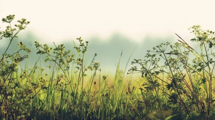 Tranquil Meadow with Wildflowers Under Soft Morning Light, Capturing the Essence of Nature's Beauty and Serenity in a Peaceful Landscape Scene