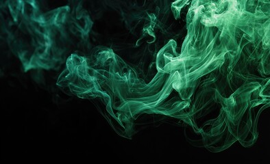 Obraz premium Swirling plumes of turquoise smoke against a black background, artistic and ethereal