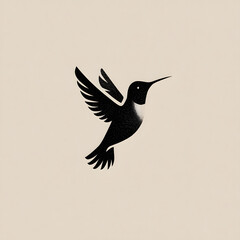 Flat logo of a tiny hummingbird in a minimalist artistic design
