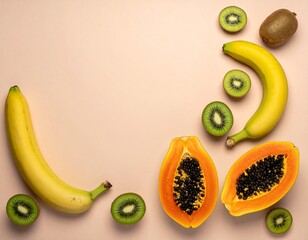 Minimal Tropical Fruit Composition with Soft Pastel Colors