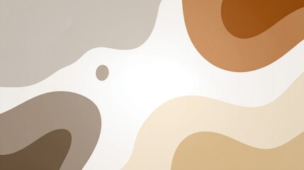 Abstract background with flowing shapes in soft earth tones featuring beige, cream, brown, and subtle gradients for modern design aesthetics