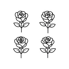 Minimal Rose Flower Line Art Icons
