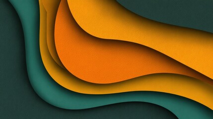 Abstract Colorful Waves with Textured Layers in Green, Yellow and Orange Tones for Background or Creative Design Projects