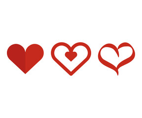 red heart icons collection for romantic love and valentine graphic design