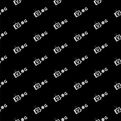 Creative logo for video vlog or channel seamless pattern isolated on black background