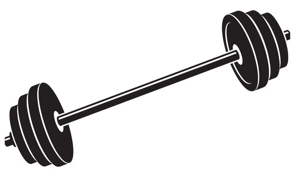 Barbell Vector Illustration. Gym Weight Lifting Equipment Silhouette