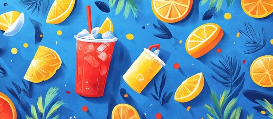 Vibrant summer drinks and citrus fruits