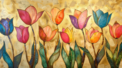 Decorative Tulip Stained Glass Art