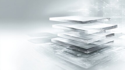 Concept of Ai Transparency Displayed With Layered Glass-Like Panels in a Digital Environment Focused on Technology and Design