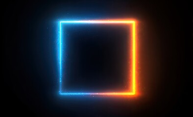 Glowing square, color transitions from blue to orange on a dark backdrop