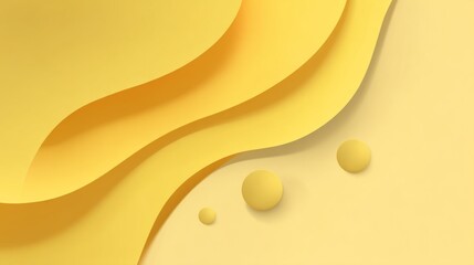 Soft Yellow Waves and Circles Creating a Minimalist Abstract Background for Modern Design and Art Projects
