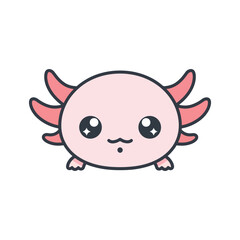 Adorable Axolotl Illustration with Pink Gills and Cute Facial Expression