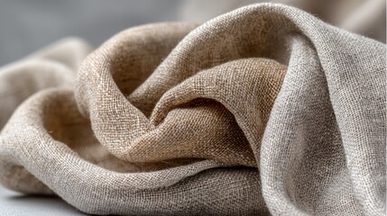 Close-up of natural textured fabric showcasing soft folds and gentle waves creating an elegant and harmonious visual aesthetic for textile design