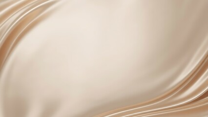 Elegant beige silk fabric with flowing gentle waves and soft luxurious texture is displayed beautifully