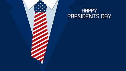 A patriotic illustration featuring a suit and tie adorned with an american flag design for presidents day