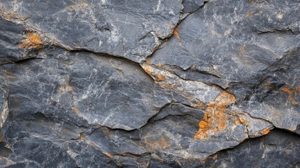 Obraz premium Black rock texture. Rough mountain surface with cracks. Close-up. Granite stone background with space for design