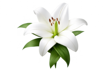 White lily flower isolated with a transparent background image graphic.