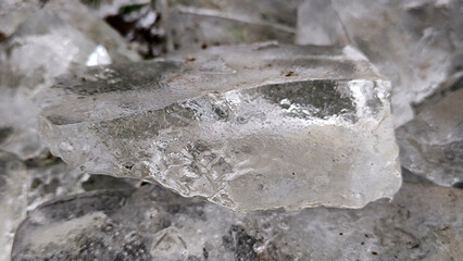 pile of ice rocks close up