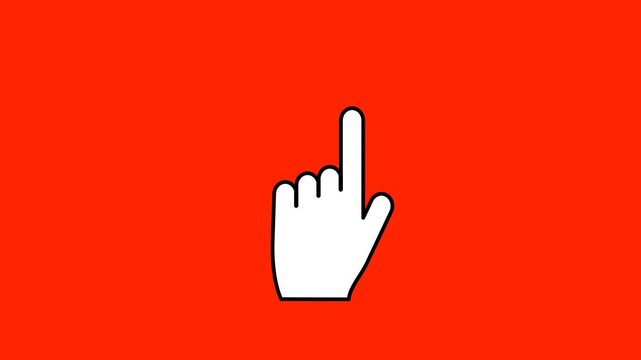 Animation of a hand pointing up on a red background.