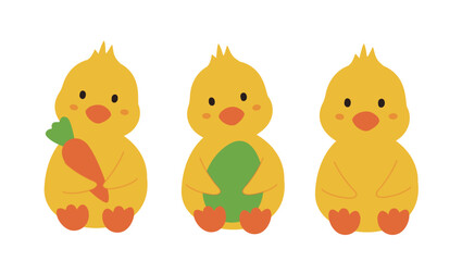 Set of Easter Baby Chick Cartoon Clipart.
Spring Farm Chick Character Flat Design.
Cute Yellow Chick Flat Vector Illustration Set.
White background.