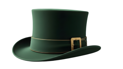 St patrick's day green top hat isolated on transparent background