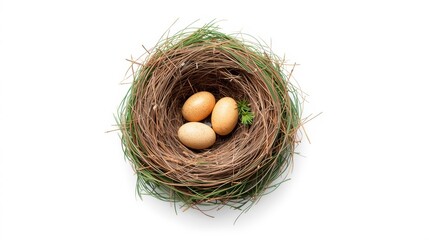 Bird nest with three eggs