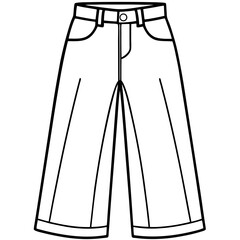 Zara Wide-Leg Jeans line art vector
