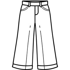 Zara Wide-Leg Jeans line art vector