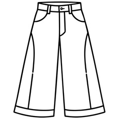 Zara Wide-Leg Jeans line art vector