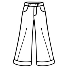 Zara Wide-Leg Jeans line art vector