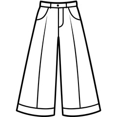 Zara Wide-Leg Jeans line art vector