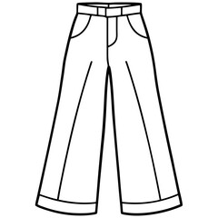 Zara Wide-Leg Jeans line art vector