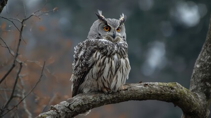 Owl perched on a branch