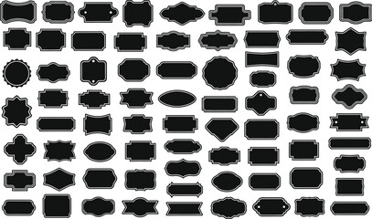 Vintage ornate label frames, decorative label silhouettes, vintage frame shapes, vintage frames set, retro outline badge, ornate geometric borders, branding and logo design, retro sticker. vector set