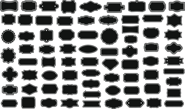 Vintage ornate label frames, decorative label silhouettes, vintage frame shapes, vintage frames set, retro outline badge, ornate geometric borders, branding and logo design, retro sticker. vector set